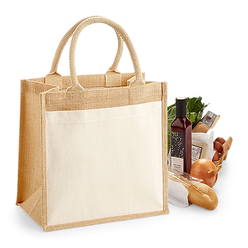 W426 Cotton Pocket Jute Midi Tote